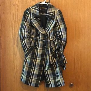 The Limited Black & Yellow Plaid Trench